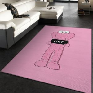 Love Kaws Pink  Area Rug For Bedroom