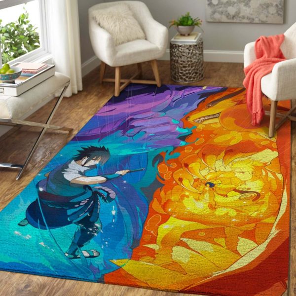Manga Fans Naruto vs Sasuke Area Rug Carpet