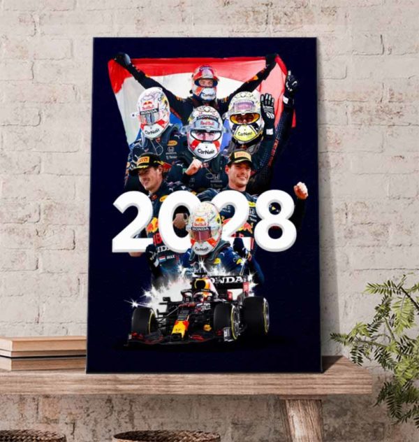 Max Verstappen Signing Contract Red Bull Until 2028 Poster Canvas