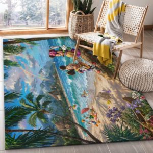 Mickey And Minnie Mouse In Hawaii Area Rug Home Decor
