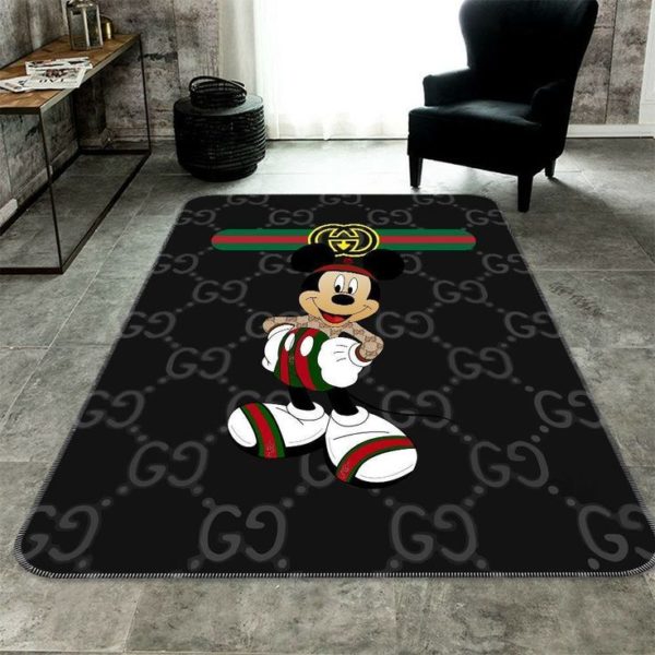 Mickey With Gucci Monogram Gucci Rug Home Decor