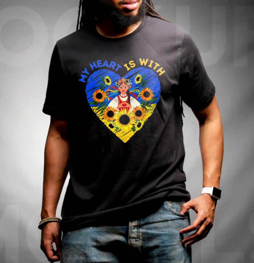 My Heart Is With Ukrainian Girl Sunflower Classic T-Shirt My Heart Is With Ukrainian Girl Sunflower Classic T-Shirt