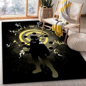 Naruto Anime Black And Gold Rug Home Decor