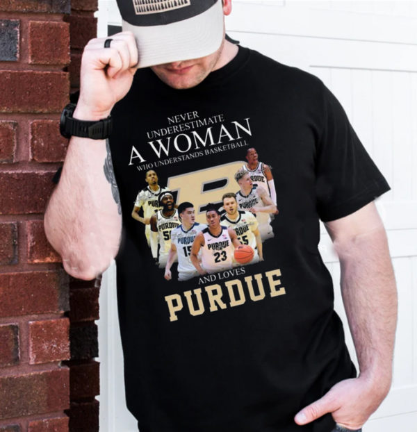 Never Underestimate A Woman Who Understands Basketball And Loves Purdue Signature Unisex T-Shirt