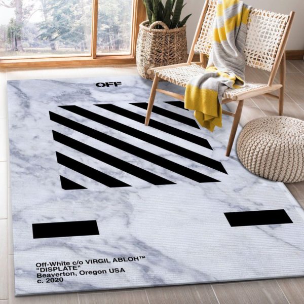 Off White Black Marmor Area Rug Carpet