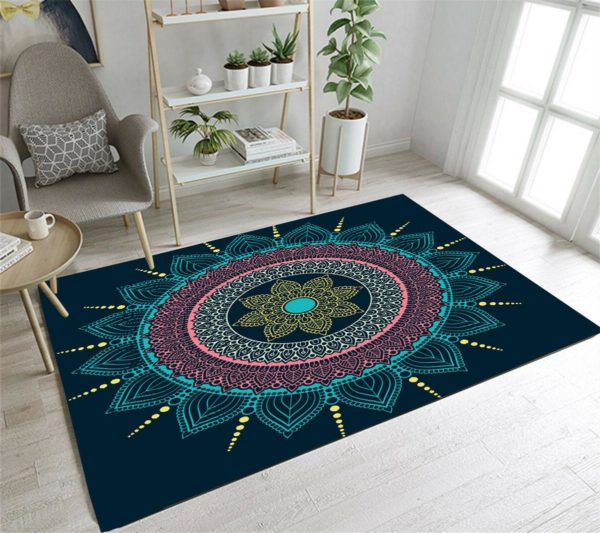 Retro Hippie Mandala Area Rug Home Decor