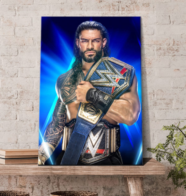 Roman Reigns Champions WrestleMania Poster Canvas