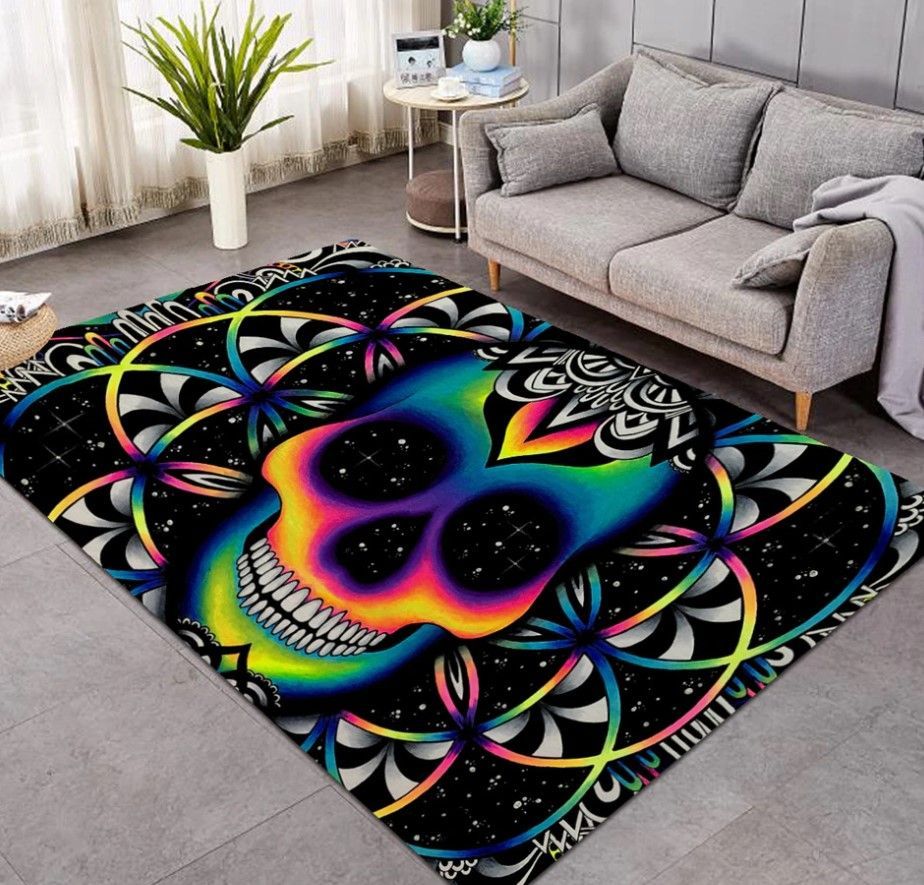 Skull Colorful Area Rug Carpet Skull Colorful Area Rug Carpet