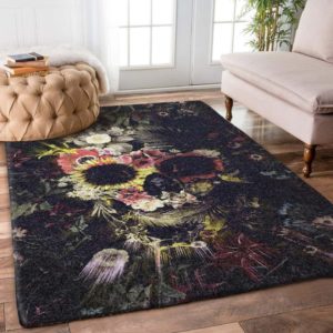 Skull Flower Area Rug Carpet