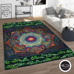 Spiritual Mandala Symbol Rectangle Rug Home Decor