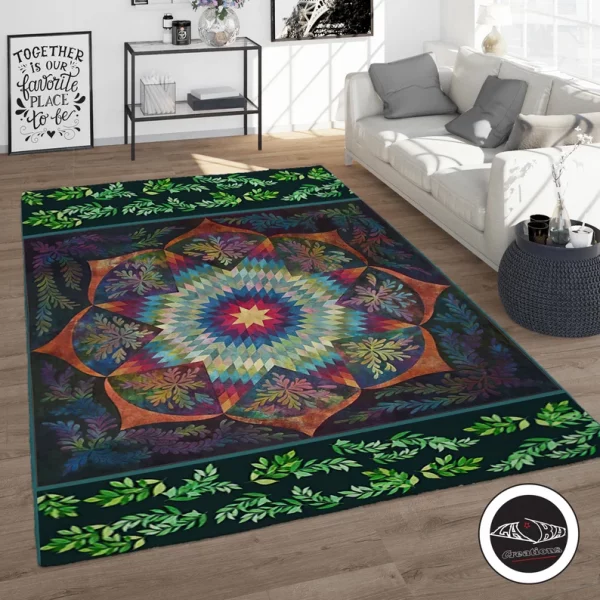 Spiritual Mandala Symbol Rectangle Rug Home Decor