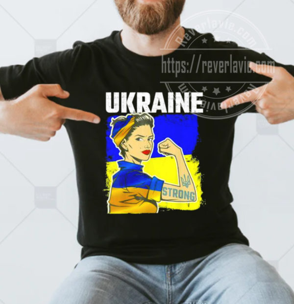 Strong Girl Tattoo Ukrainian Flag Unisex T-Shirt