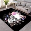 Black Skull Area  Rug Carpet