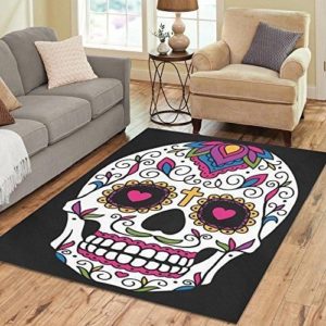 Sugar Skull Day of the Dead Area Rug Carpet