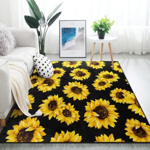 Sunflower Pattern Area Rug Home Decor