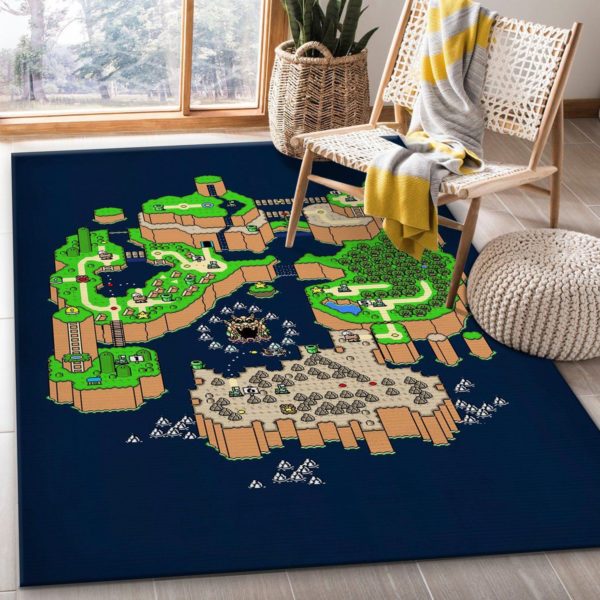 Super Mario World Map Area Rug Carpet