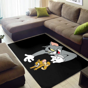 Tom And Jerry Background Black Rug Home Decor