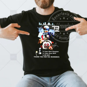 Tom Brady GOAT Thank You For The Memories Signed T-shirt