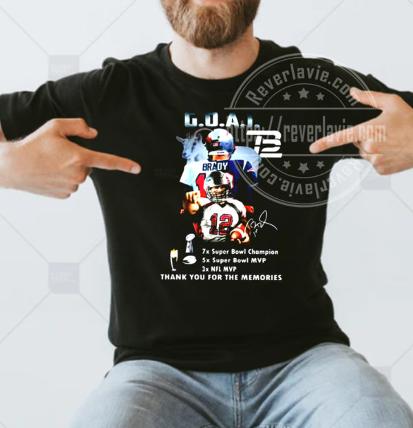 Tom Brady GOAT Thank You For The Memories Signed T-shirt