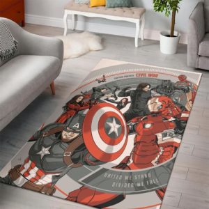 United We Stand Divideo We Fall Captain America Rug Carpet