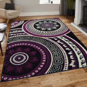 Violet Circle Mandala Pattern Rug Home Decor