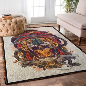 Warrior Skull Area Rug Carpet