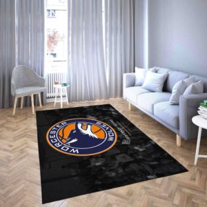 Worcester Wolves Basketball Club Logo Blue And Black Area Rug Carpet