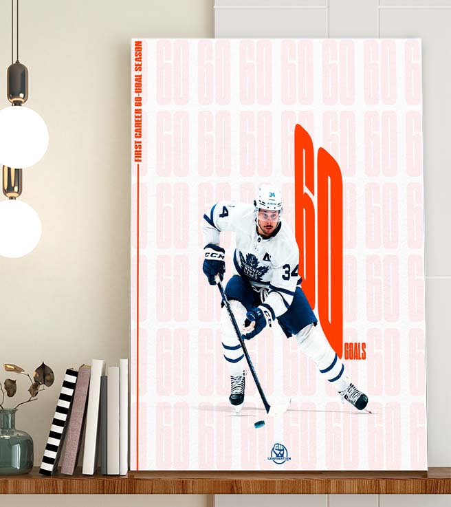 Auston Matthews Toronto Naple Leafs 60 Goals Signature Poster Canvas -  REVER LAVIE