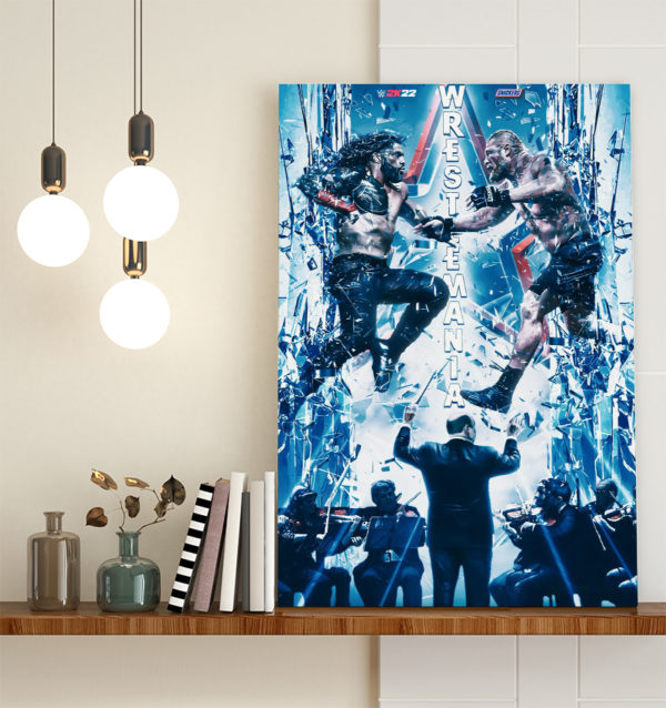 Brock Lesnar VS Roman Reigns Champions Wrestlemania 38 Poster Canvas