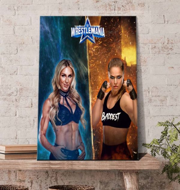 Charlotte Flair vs Ronda Rousey Wrestlemania 38 Poster Canvas