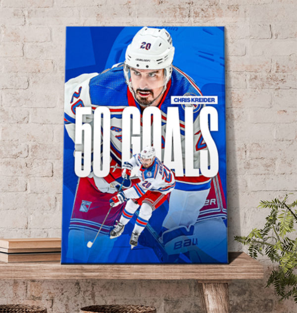 Congratulations Chris Kreider On 50 Goals NHL Poster Canvas