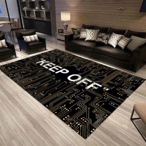 Keep Off Circuit Board Background Area Rug
