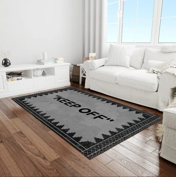 Keep Off With Pixel Pattern Grey Rug