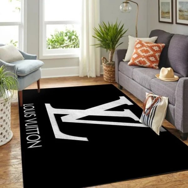 Louis Vuitton Black and White Living Room Area Rug