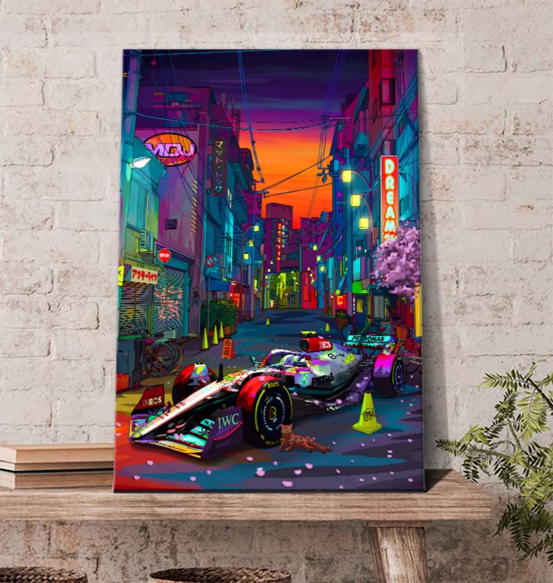 Miami GP Mercedes AMG F1 Poster Canvas Miami GP Mercedes AMG F1 Poster Canvas