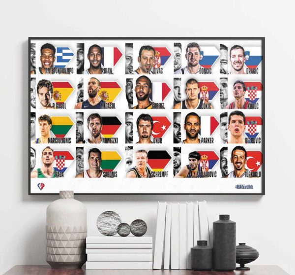 NBA 75 European All Time Europe Vote Top 20 Players Poster Canvas
