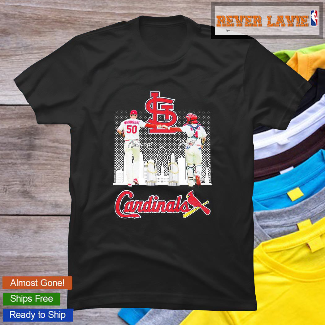 St. Louis Cardinals Adam Wainwright And Yadier Molina Signature Classic T-Shirt St. Louis Cardinals Adam Wainwright And Yadier Molina Signature Classic T-Shirt
