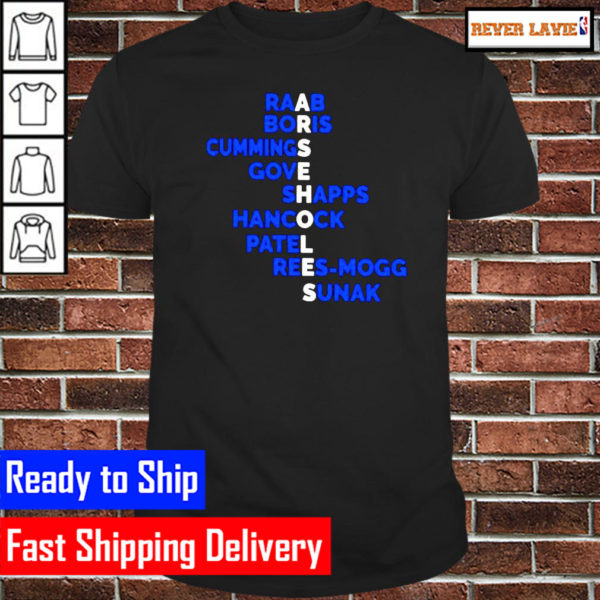 Arseholes Raab Boris Cummings Gove Shapps Hancock Patel Reesmogg Sunakall Unisex T-Shirt