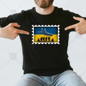 Russian Warship Ukraine Postage Stamp Flag Gift T-shirt