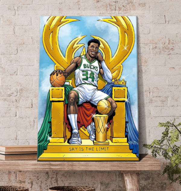 Sky Is The Limit Giannis Antetokounmpo Milwaukee Bucks Poster Canvas