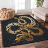 Green Black Beige Boho Snake Rug Home Decor