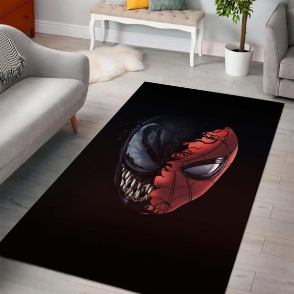 Spiderman x Venom Head Combine Black Rug Home Decor