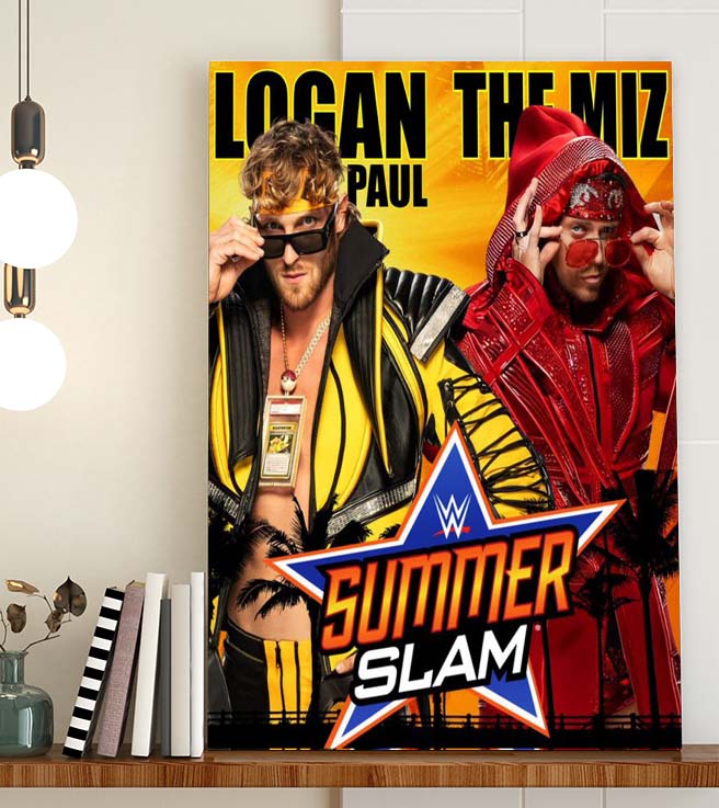SummerSlam Logan Paul vs The Miz Poster Canvas SummerSlam Logan Paul vs The Miz Poster Canvas