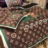 Luxury Louis Vuitton Paris Logo in Maroon Background Bedding Set