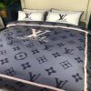 Louis Vuitton Basic Logo in Red Background Bedding Set Queen