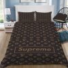 Louis Vuitton Basic Logo in Red Background Bedding Set Queen