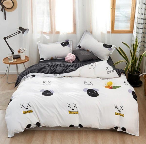 Kaws Pattern In White Background Bedding Set