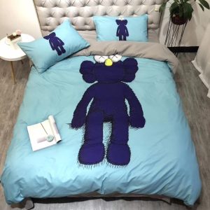 Blue Kaws In Baby Blue Background Bedding Set