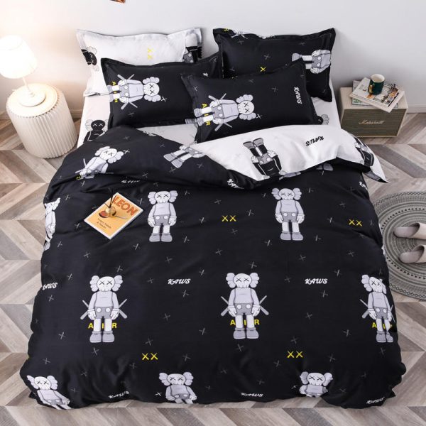 Kaws XX Air Pattern In Black Background Bedding Set