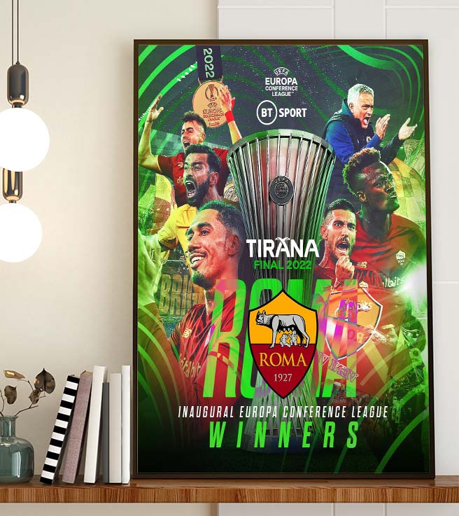 AS Roma win UEFA Europa Conference League Champions Art Decor Poster Canvas AS Roma win UEFA Europa Conference League Champions Art Decor Poster Canvas
